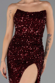 Abschlusskleid Lang Schuppig Weinrot ABU6218