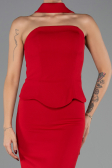 Abendkleid im Meerjungfrau-Stil Lang Rot ABU6575
