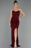Abendkleid Lang Schuppig Weinrot ABU6503
