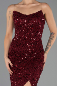 Abendkleid Lang Schuppig Weinrot ABU6503
