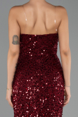 Abendkleid Lang Schuppig Weinrot ABU6503