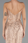 Abendkleid Lang Perlenbesetzt Gold ABU6433