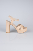 Plateauschuhe Leder Hautfarben ABD2104