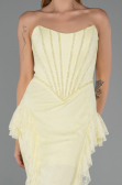 Abendkleid im Meerjungfrau-Stil Lang Spitze Gelb ABU6621