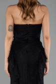 Abendkleid im Meerjungfrau-Stil Lang Spitze Schwarz ABU6621