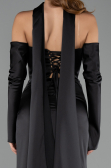 Abendkleid Lang Satin Schwarz ABU6616