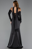 Abendkleid Lang Satin Schwarz ABU6616