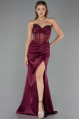 Abendkleid Lang Satin Kirschrot ABU6616