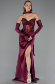 Abendkleid Lang Satin Kirschrot ABU6616