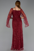 Abendkleid Lang Perlenbesetzt Weinrot ABU5066
