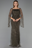 Abendkleid Lang Perlenbesetzt Khaki ABU5066