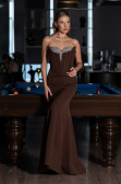 Abendkleid im Meerjungfrau-Stil Lang Braun ABU6526
