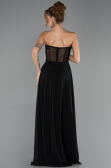 Abendgarderobe in Großen Größen Lang Chiffon Schwarz ABU6383