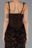 Abendkleid Lang Schuppig Braun ABU6650