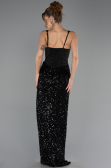 Abendkleid Lang Schuppig Schwarz ABU6650