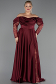 Weinrot Kleider İn Großen Größen Satin Lang ABU5261