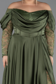 Kleider in Großen Größen Lang Satin Khaki ABU5261