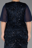 Abendkleid in Übergröße Lang Schuppig Marineblau ABU6373
