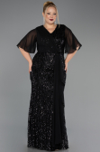 Abendkleid in Übergröße Lang Schuppig Schwarz ABU6373