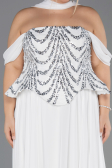 Kleider in Großen Größen Lang Chiffon Weiß ABU6535