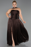 Abendkleid in Übergröße Lang Chiffon Braun ABU5958