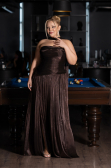 Abendkleid in Übergröße Lang Chiffon Braun ABU5958