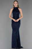 Abendkleid Lang Spitze Marineblau ABU6084