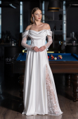Standesamtkleid Lang Satin Weiß ABU5054