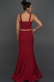 Uzun Bordo İki Parça Balık Abiye W6005