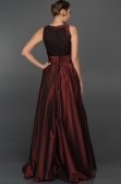 Bordo Tafta Kumaş Prenses Abiye W6017