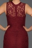Bordo Mini Dantelli Elbise ES3574