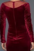 Bordo Yırtmaçlı Uzun Kadife Abiye F4348