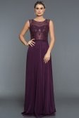 Uzun Violet Taşlı Abiye Elbise C7344