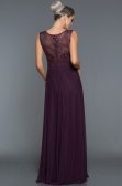 Uzun Violet Taşlı Abiye Elbise C7344