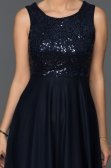 Lacivert Payetli Uzun Abiye AB3825