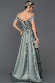 Gri Kayık Yaka Prenses Abiye ABU167