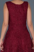 Bordo Dantelli Midi Boy Elbise ABK317