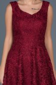 Bordo Dantelli Midi Boy Elbise ABK317