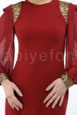 Bordo Tesettür Abiye Elbise S3544