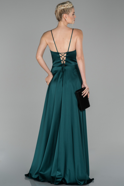 Abendkleid Lang Satin Smaragdgrün ABU1458