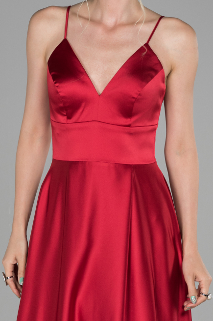 Abendkleid Lang Satin Rot ABU1458