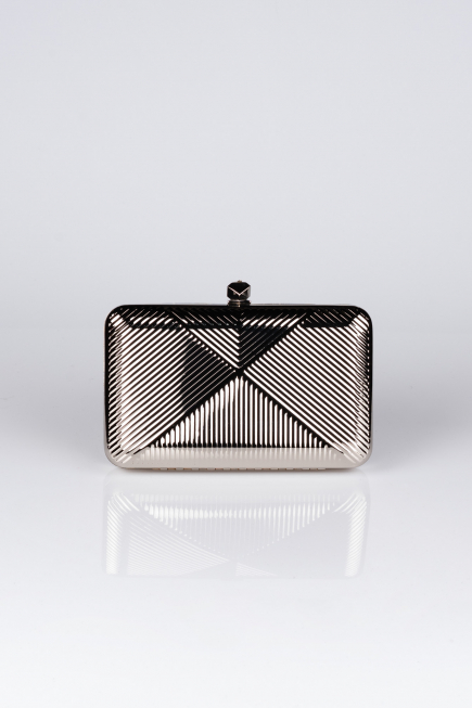 Abendtasche Metall Silber V674
