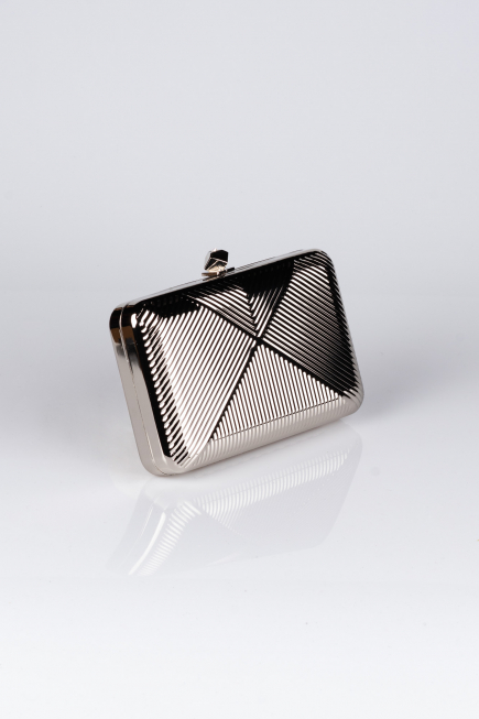 Abendtasche Metall Silber V674