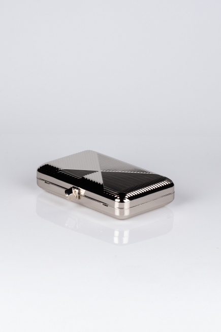 Abendtasche Metall Silber V674