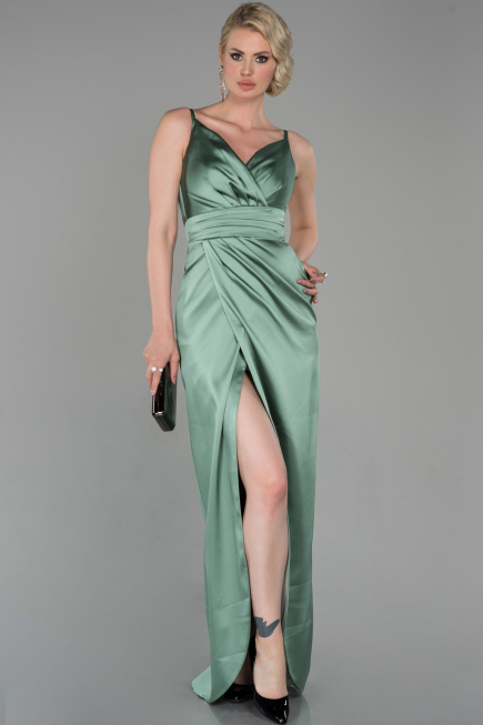 Abendkleid Satin Lang Türkis ABU564