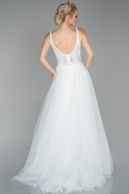 Abendkleid Lang Weiß ABU1636