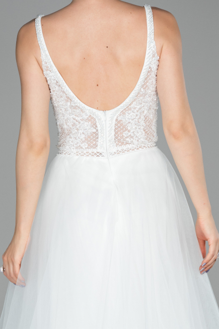 Abendkleid Lang Weiß ABU1636