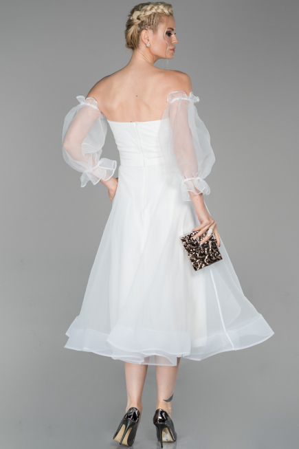 Abendkleid Midi Weiß ABK971