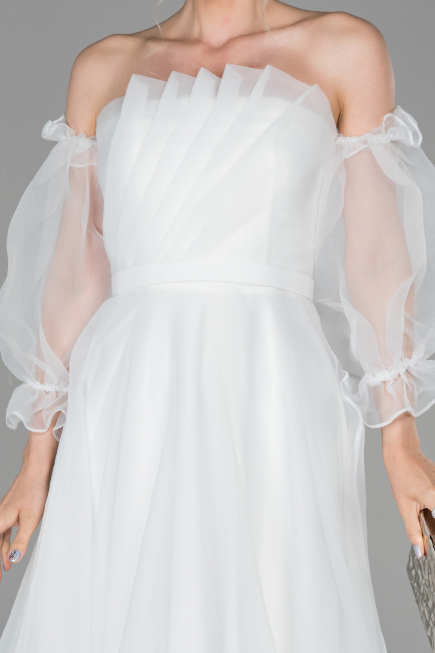 Abendkleid Midi Weiß ABK971