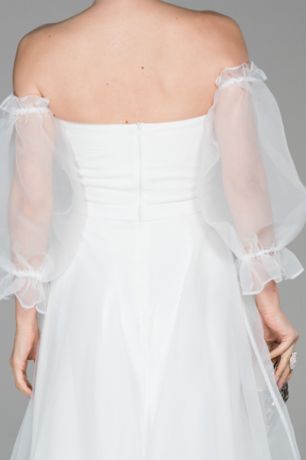 Abendkleid Midi Weiß ABK971